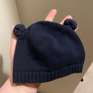 Baby Gap Bear Beanie with Ears Knit Hat 0-6m Navy Blue